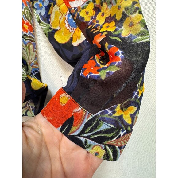 Cabi Womens Amour Sheer Tunic Blouse Size S Black Floral Button-Up Boho Casual - Picture 7 of 16